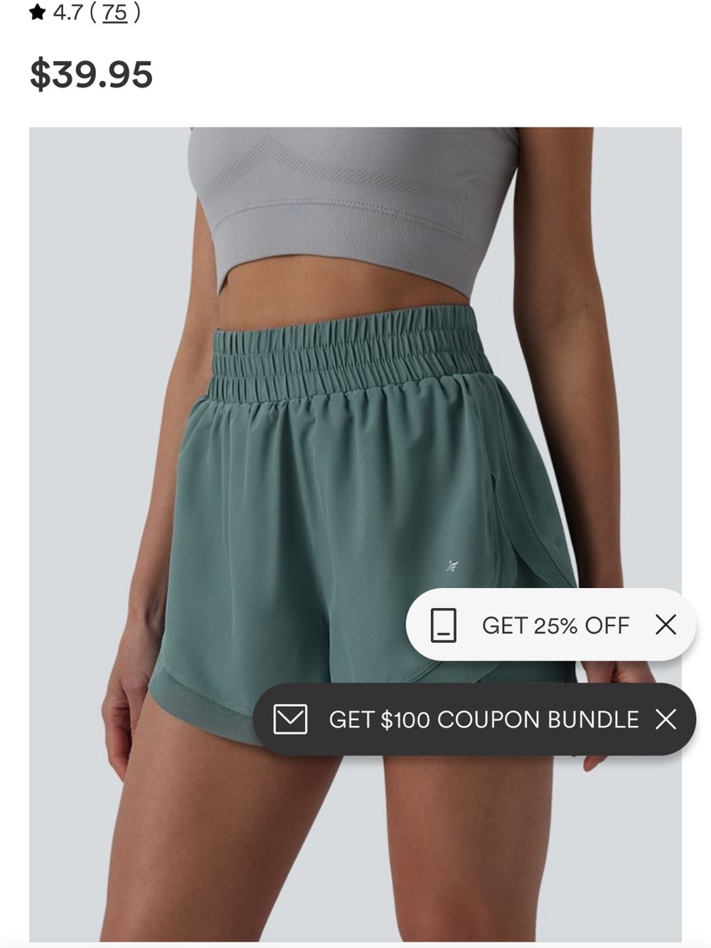 HALARA High-Waist Athletic Shorts in Teal with under shorts